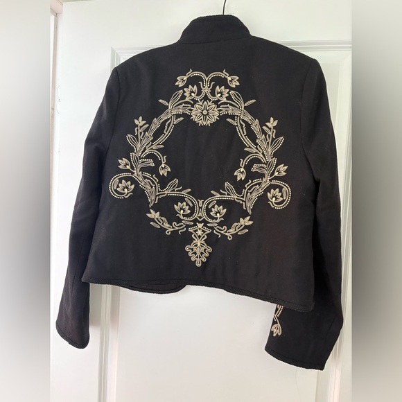 Banana Republic Jadia Embroidered Wool Cropped Jacket - Size 10 - Picture 7 of 15
